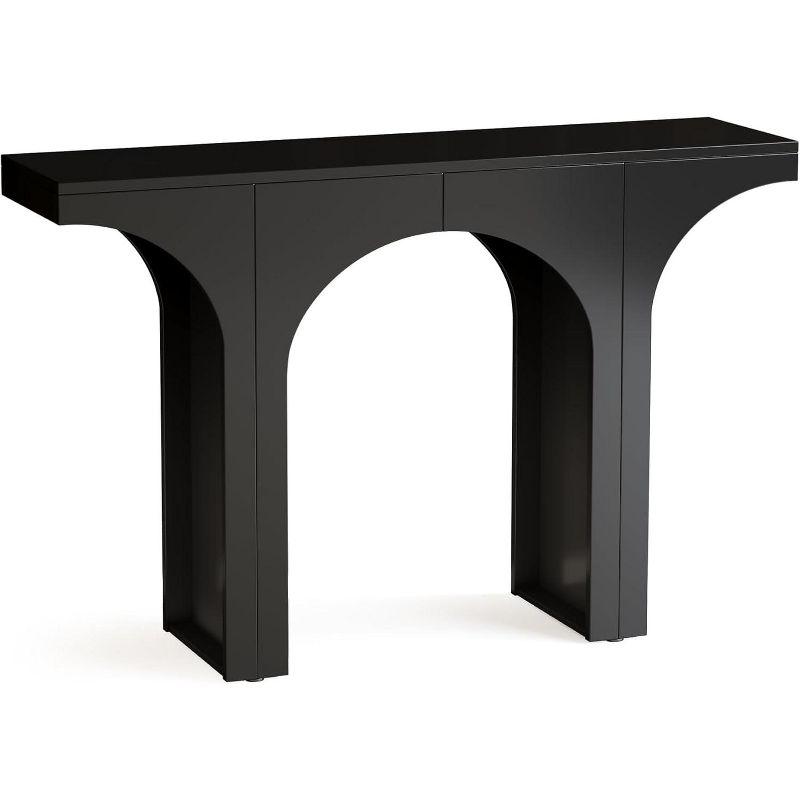 Black 47-Inch Wooden Console Table with Arch Base