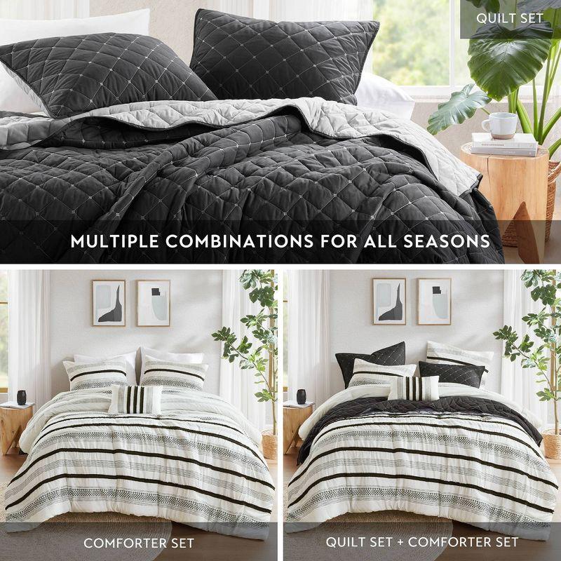 Carolina 7 Piece Stripe Comforter And Quilt Set