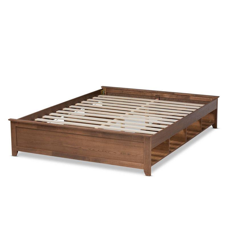 Anders Wood Platform Storage Bed Frame with Built-In Shelves Ash Walnut - Baxton Studio