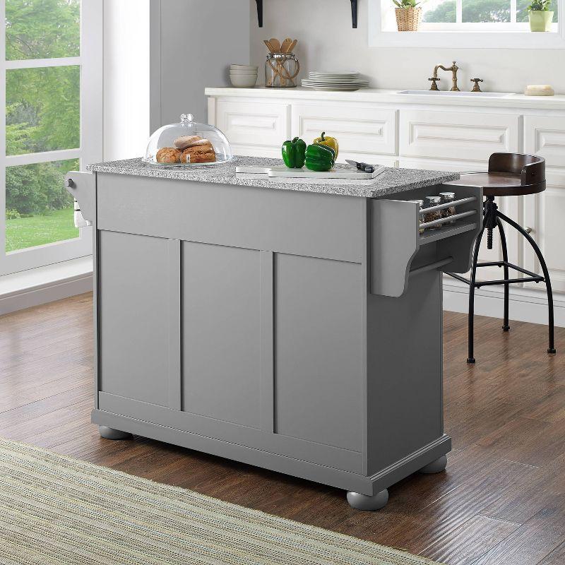 Alexandria Kitchen Island with Solid Granite Top Vintage Gray - Crosley: Adjustable Shelves, Storage Space, Nickel Hardware