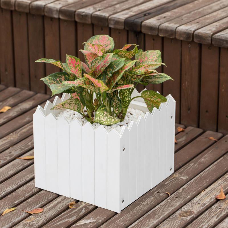 Gardenised Square Traditional Fence Design Vinyl Planter Box