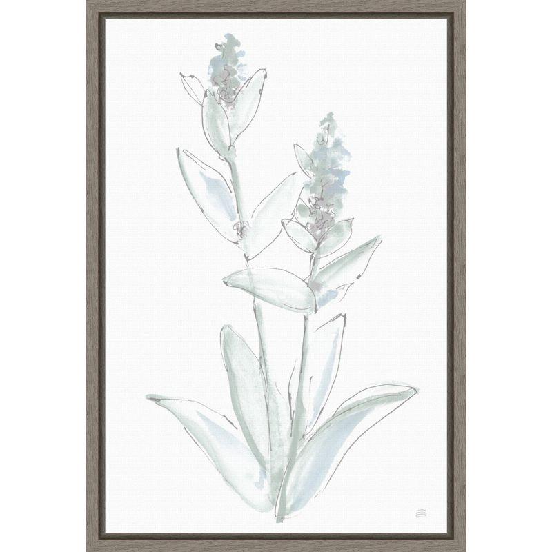 Mint Green and Soft White Sage Canvas Print with Graywash Frame