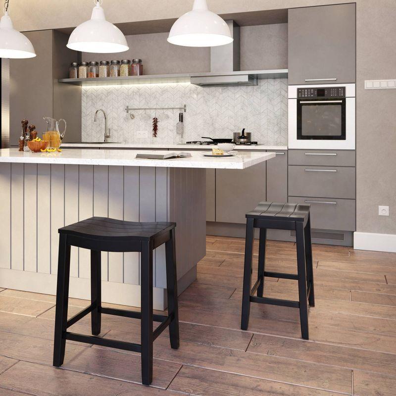 24" Fiddler Wood Backless Counter Height Barstool Black - Hillsdale Furniture: Saddle Seat, Flared Legs