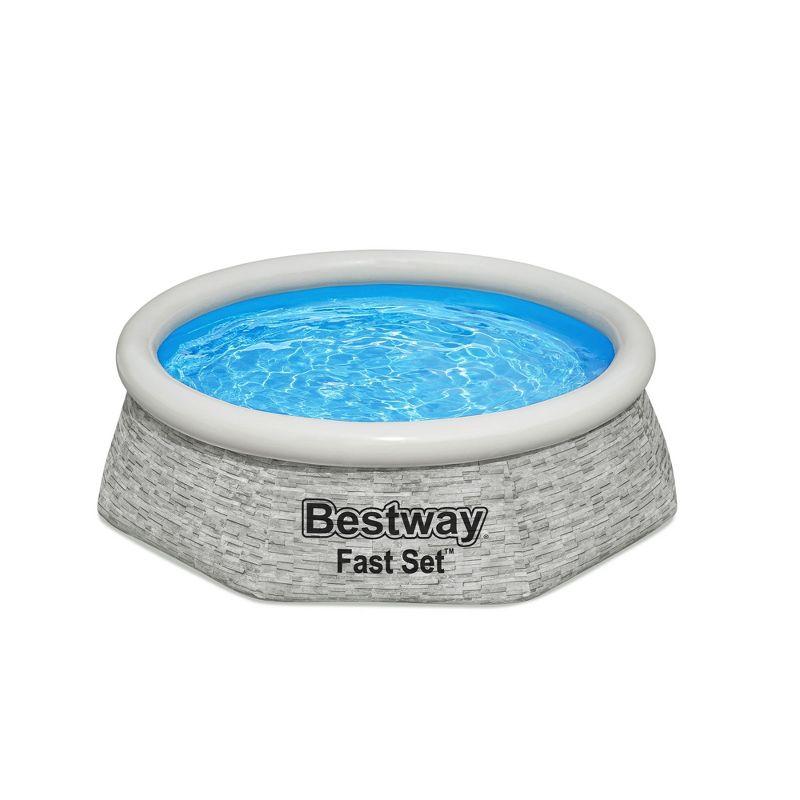 Bestway Above Ground Swimming Pool Set, 8' x 24" Round Inflatable Outdoor Backyard Pool with 497 Gallon Water Capacity and 330 GPH Filter Pump