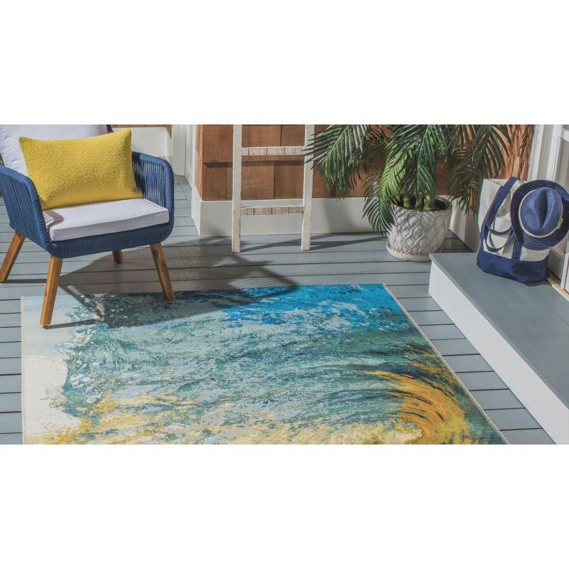 Barbados BAR510 Power Loomed Indoor/Outdoor Area Rug - Blue/Gold - 5'3"x7'6" - Safavieh.