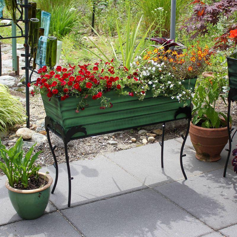 ACHLA Designs Indoor/Outdoor Rectangular Galvanized Steel Flower Planter Box with Iron Stand