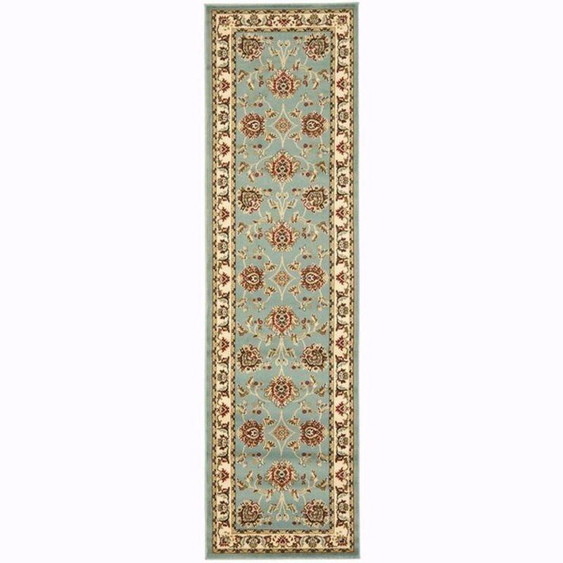 Lyndhurst Blue and Ivory Floral Border Runner Rug