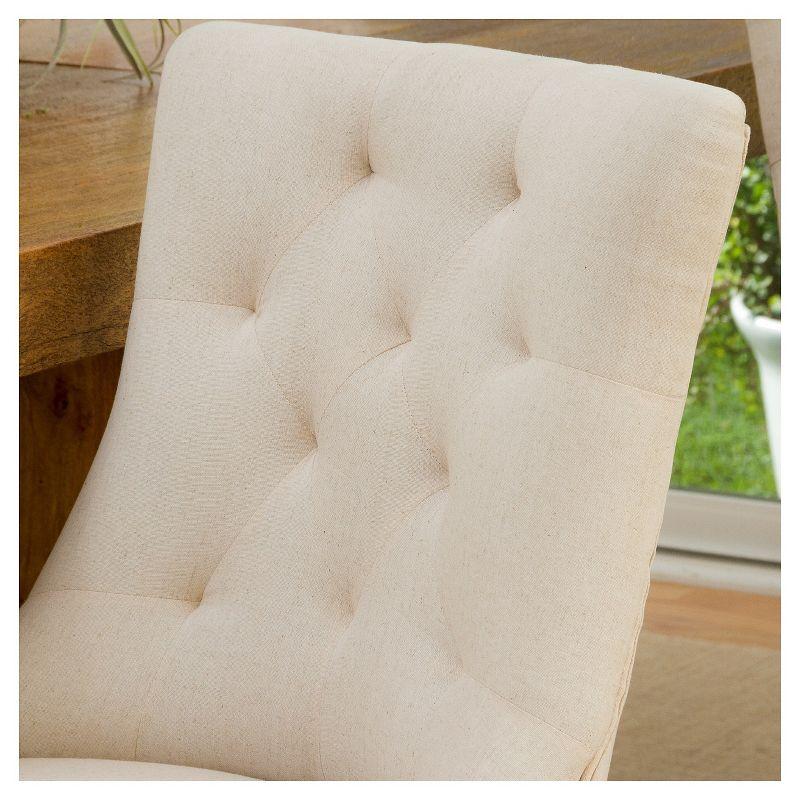 Set of 2 Hayden Tufted Dining Chairs Beige - Christopher Knight Home: Elegant Slipper Silhouette, Wood Legs
