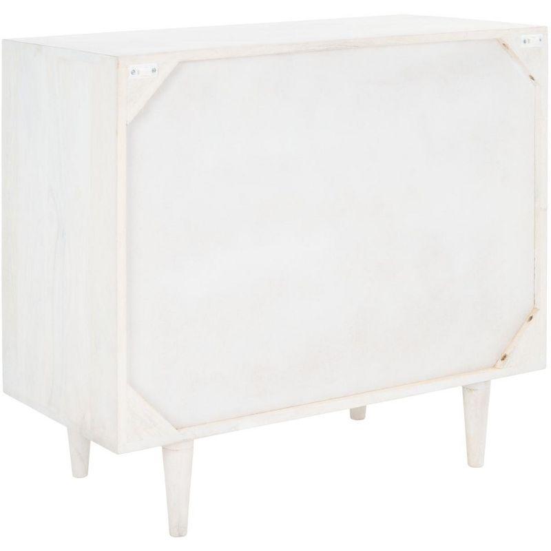 White Wash and Brass 3-Drawer Geometric Chest