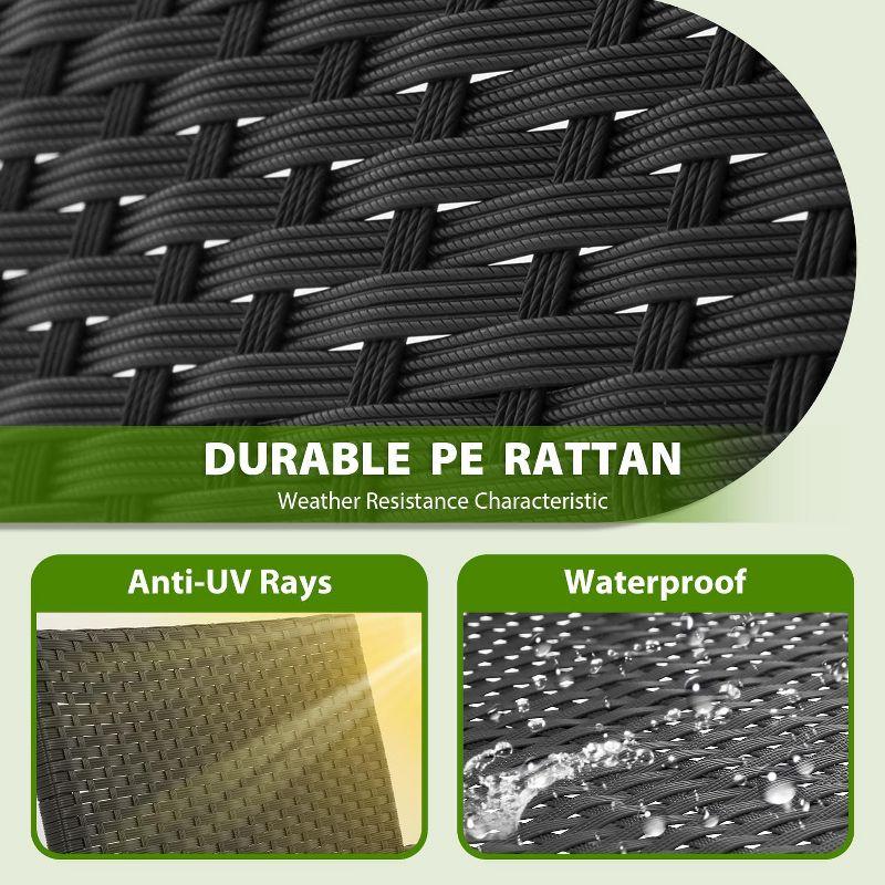 FDW Rattan Patio Furniture Set of 3 Outdoor Conversation Set Water Resistant Bistro Set for Poolside Balcony Patio Bar Garden, Khaki