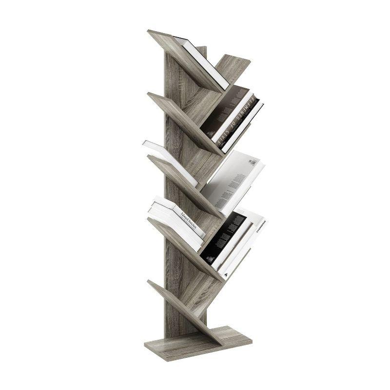 Furinno Tree Bookshelf 9-Tier Bookcase Floor Standing Book Rack Display Stand,French Oak