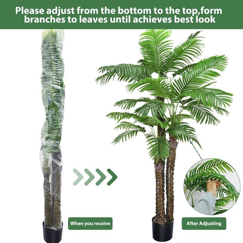 8ft Artificial Palm Tree Fake Palm Plants Outdoor Indoor in Pot Large Faux Palm Plants for Living Room Front Porch Patio Pool Garden Home Office Decor