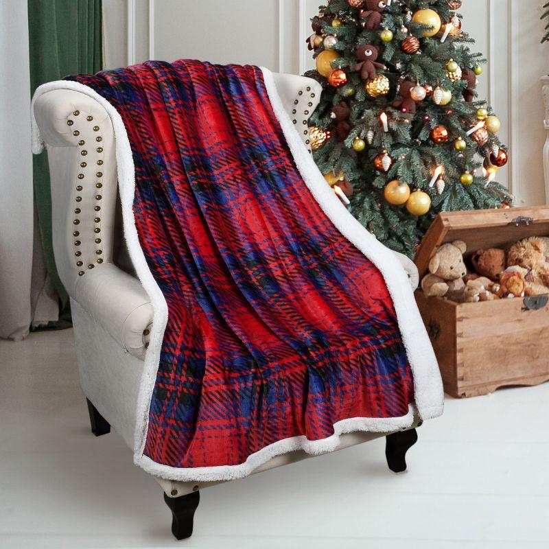 Catalonia Plaid Fleece Throw Blanket, Super Soft Warm Snuggle Christmas Holiday Throws for Couch Cabin Decro, Checkered, 50x60 inches