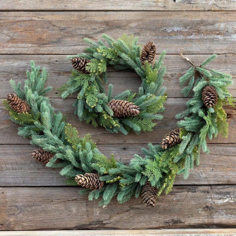 24" Green Pine Cone Artificial Christmas Wreath