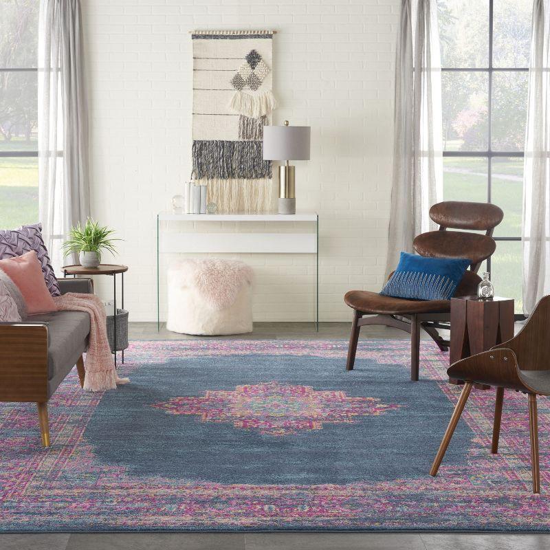Nourison Passion Medallion Bohemian Indoor Rug Blue 12' x 15'
