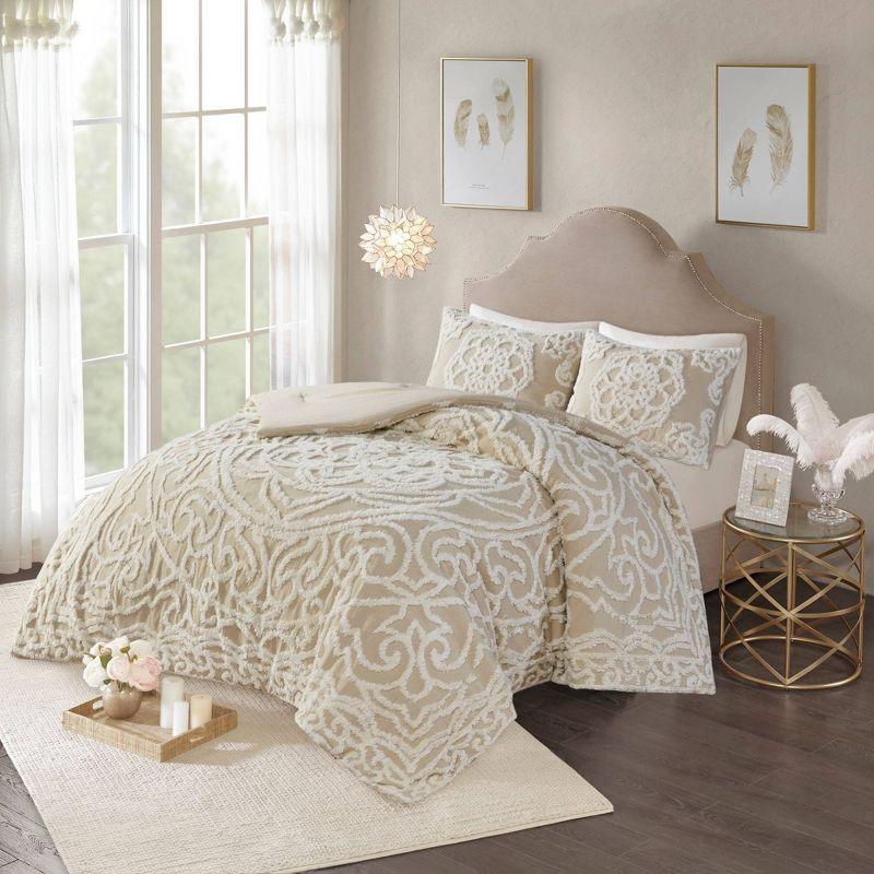 Laetitia Tufted Cotton Chenille Medallion Comforter Set