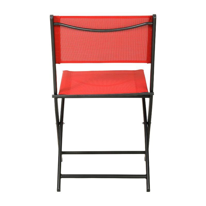 Flash Furniture Brazos Set of 2 Commercial Grade Indoor/Outdoor Folding Chairs with Red Flex Comfort Material Backs and Seats and Black Metal Frames