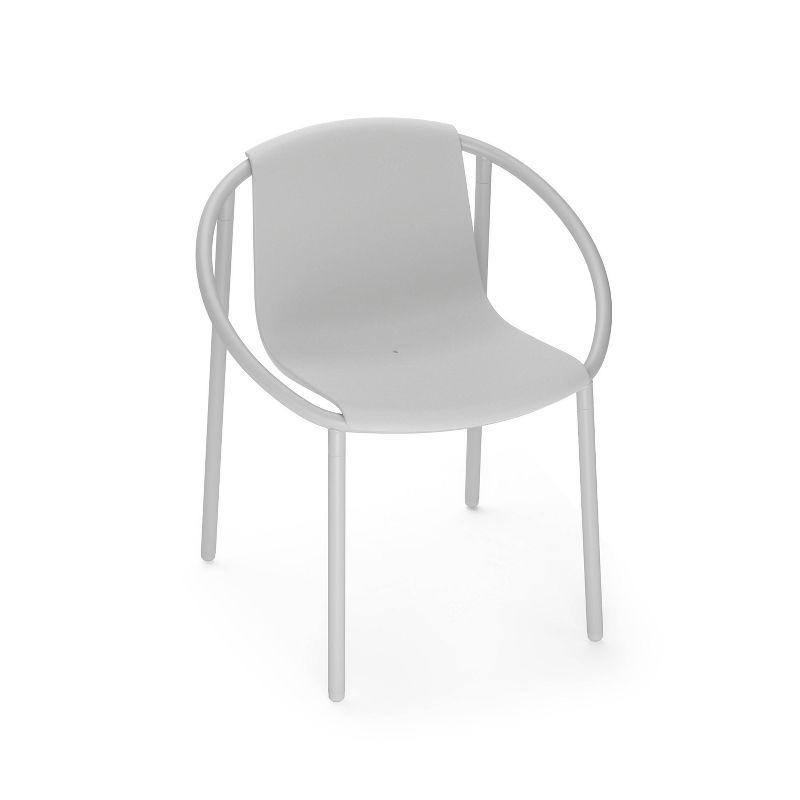 Eco-Friendly Bent Metal and Wood Fiber Composite Outdoor Chair in Gray