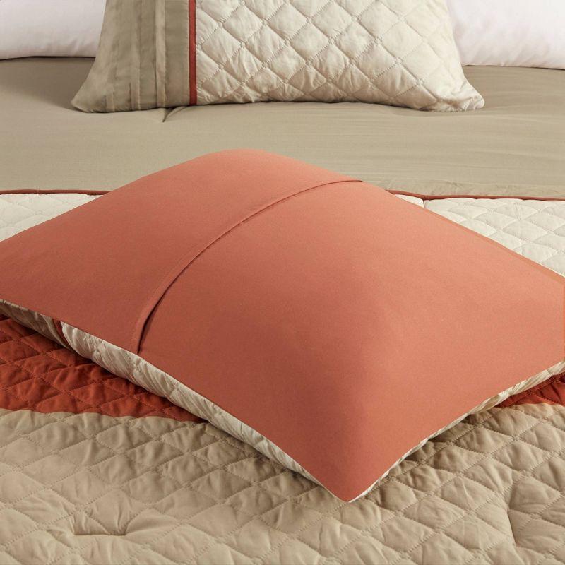 Madison Park Jenson 7 Piece Color Block Stripe Comforter Set with Throw Pillows
