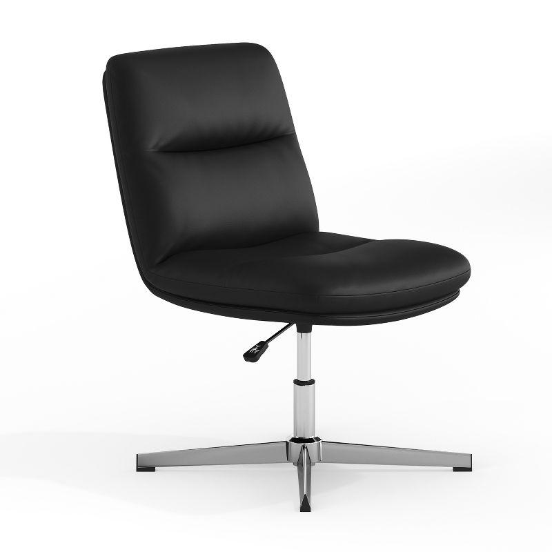 Merrick Lane Mid-Back Height-Adjustable Stationary Armless Swivel Office Chair - Padded Upholstered Back and Seat, Strong Frame