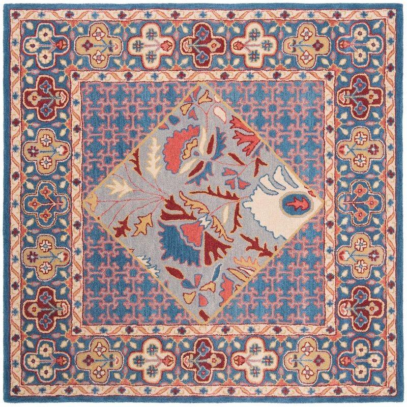 Antiquity AT508 Hand Tufted Area Rug - Blue/Red - 6'x6' - Safavieh.