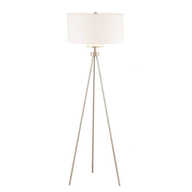 Ink+Ivy 64.5" Pacific Tripod Metal Floor Lamp (Includes LED Light Bulb) Silver: Modern Design, Cotton Shade