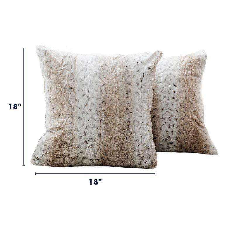 Snow Leopard Faux Fur 17'' Square Throw Pillow Set