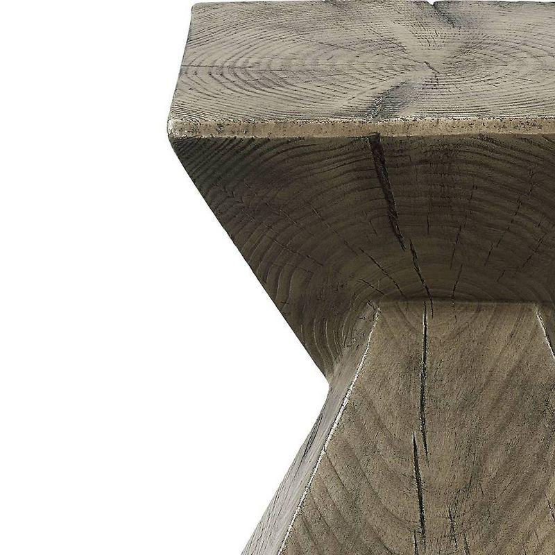 13" Zahi Accent Table Weathered Oak Finish - Acme Furniture: Modern Rectangle Cement, Space-Saving Design