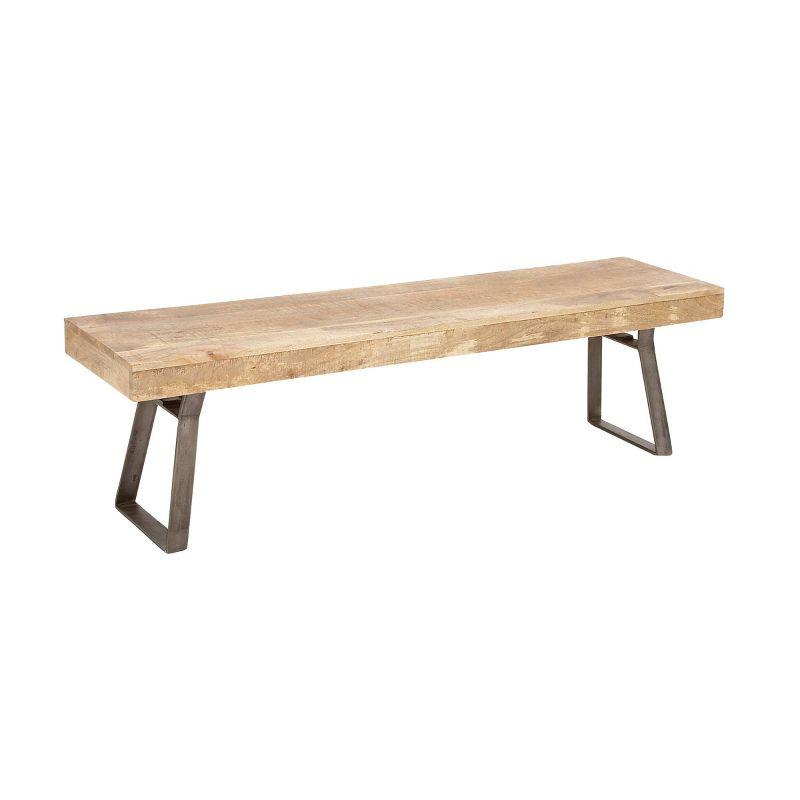 Natural Solid Wood Bench Light Brown - Olivia & May: Rustic Entryway, 3-Person Seating