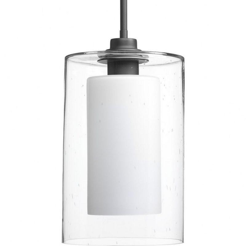 Progress Lighting, Double Glass, 1-Light Pendant, Polished Chrome, Seeded & Etched Glass, Material: Glass, Finish Color: Graphite