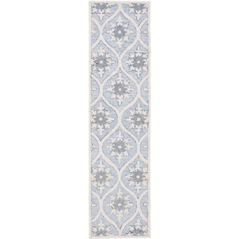 Gray and Ivory Floral Hand-Tufted Wool Runner Rug