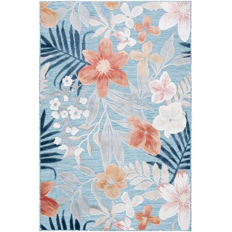 Cabana CBN454 Loomed Indoor/Outdoor Area Rug - Aqua/Rust - 9'x12' - Safavieh