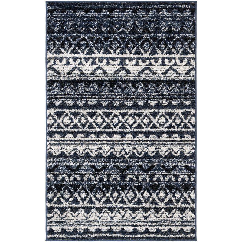Adirondack ADR119 Machine Made Indoor Accent Rug - Ivory/Navy - 2'-6"x4' - Safavieh