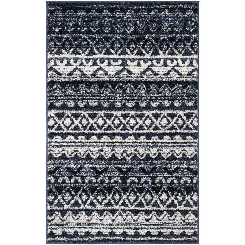 Chic Lodge Style 30" Blue Synthetic Easy-Care Area Rug