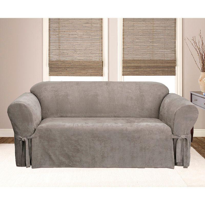 Soft Suede Box Cushion Sofa Slipcover