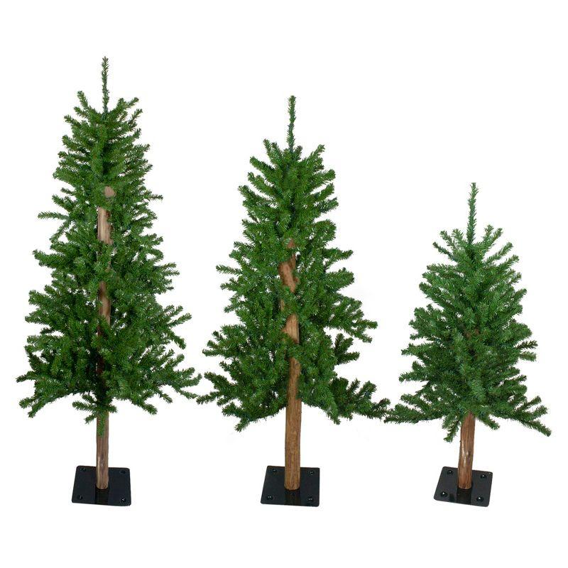 Set of 3 Alpine Artificial Christmas Trees 3', 4' and 5'- Unlit