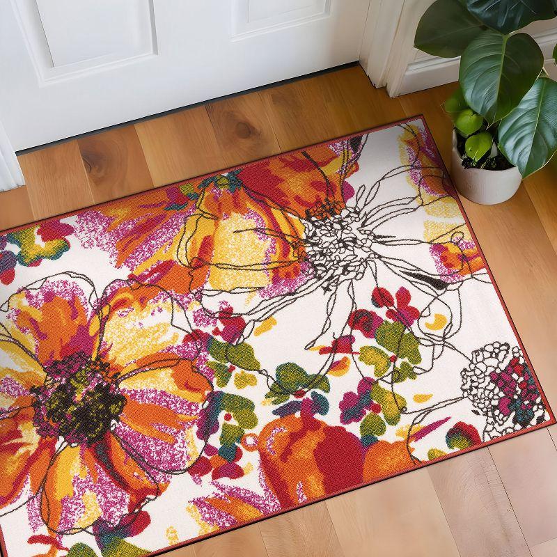 World Rug Gallery Modern Bright Flowers Non-Slip Area Rug