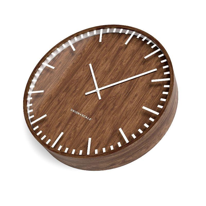 Espresso Brown 16" Wood Wall Clock with White Hands