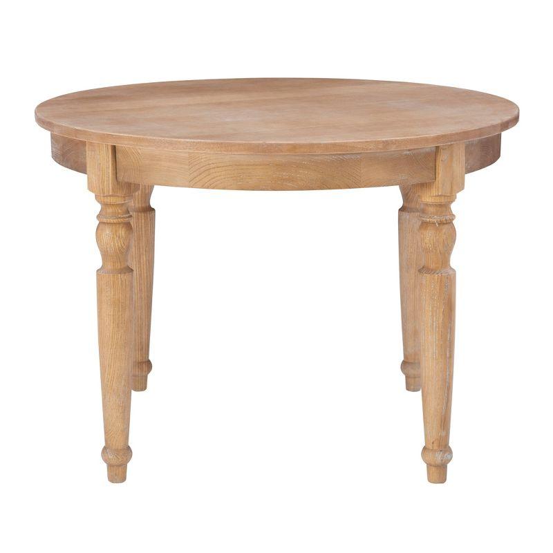 Linon Belfort Traditional Round Dining Table Light Brown: Elm Frame, MDF & Wood Veneer, Seats 4