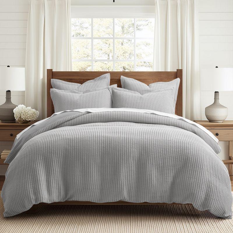 Mills Grey Pewter Duvet Set - One Full/Queen Duvet and Two Standard Shams - Levtex Home