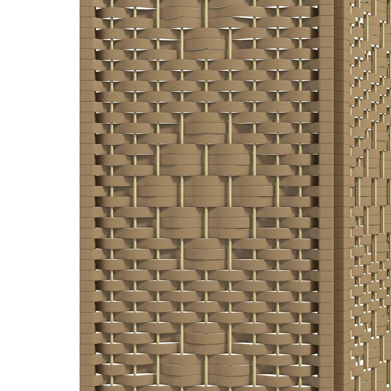 HOMCOM 6 Panel Room Divider, Folding Privacy Screen, 5.6' Room Separator, Wave Fiber Freestanding Partition Wall Divider, Natural