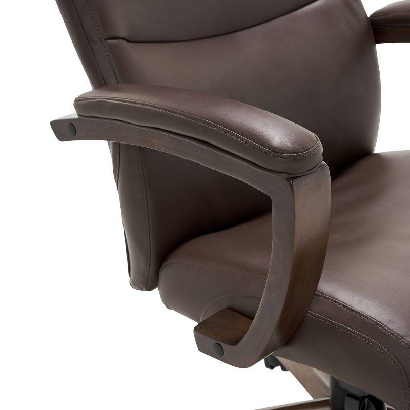 Greyson Modern Executive High-Back Office Chair with Solid Wood Arms and Lumbar Support