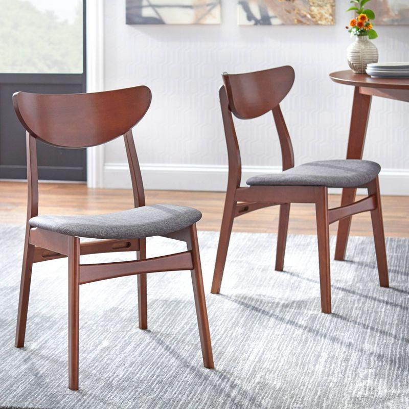 3pc Vance Dining Set Walnut/Black- Buylateral: Mid-Century Inspired, Beech Wood Legs, Foam-Cushioned Chairs