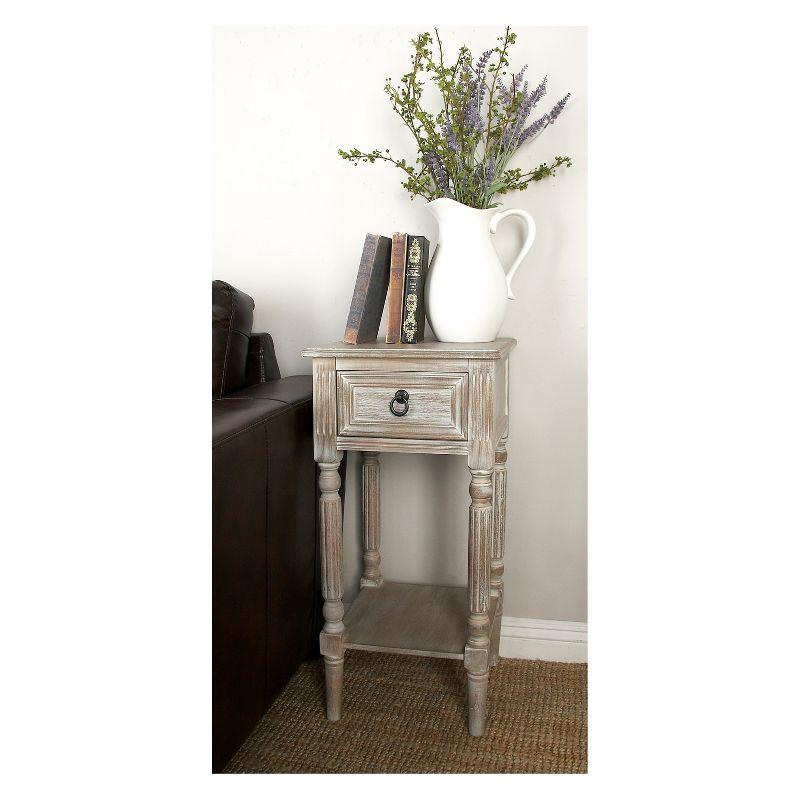 Rustic Country Wood Accent Table - Olivia & May: French Style, Tall End Table for Living Room with Drawer