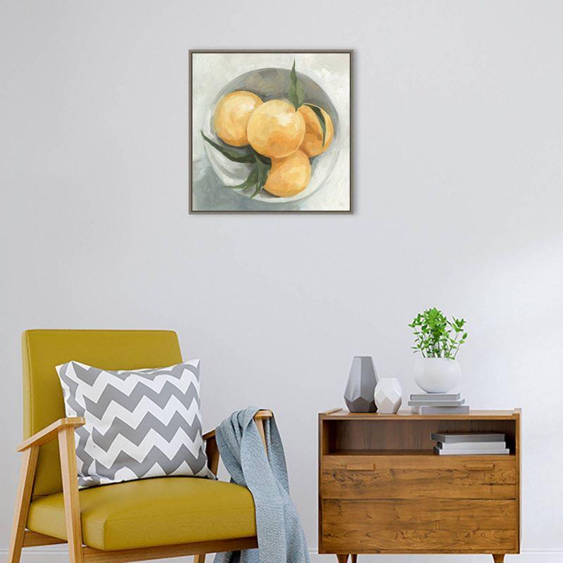 22" x 22" Fruit Bowl I by Emma Scarvey Framed Canvas Wall Art Print - Amanti Art: Modern Lithograph with Polystyrene Frame