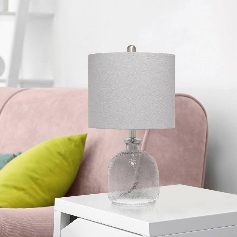 Hammered Glass Jar Table Lamp with Linen Shade - Lalia Home