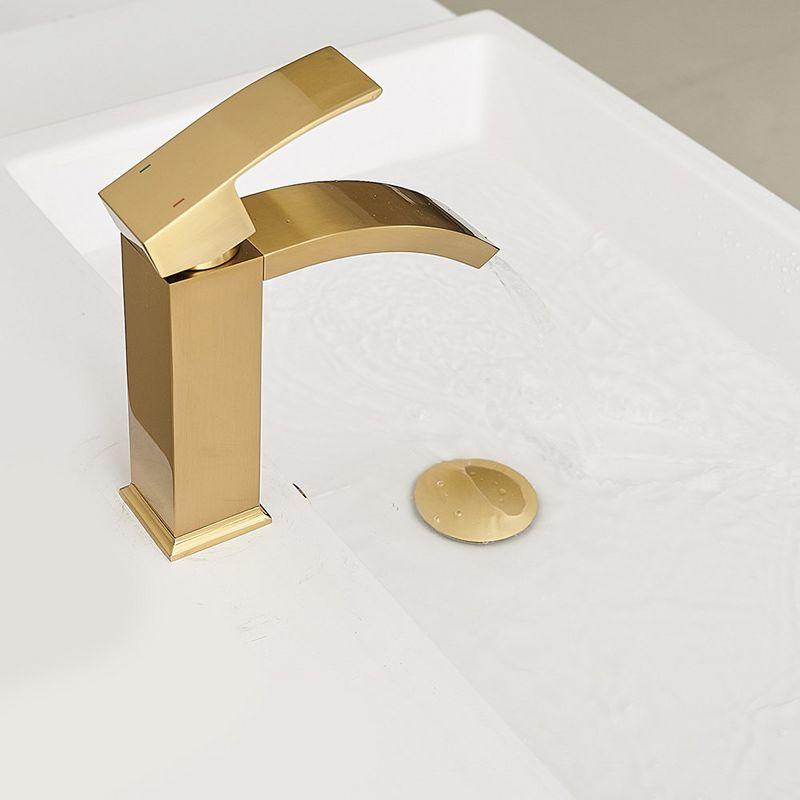 BWE Waterfall Single Hole Single Handle Bathroom Faucet in Brushed Gold