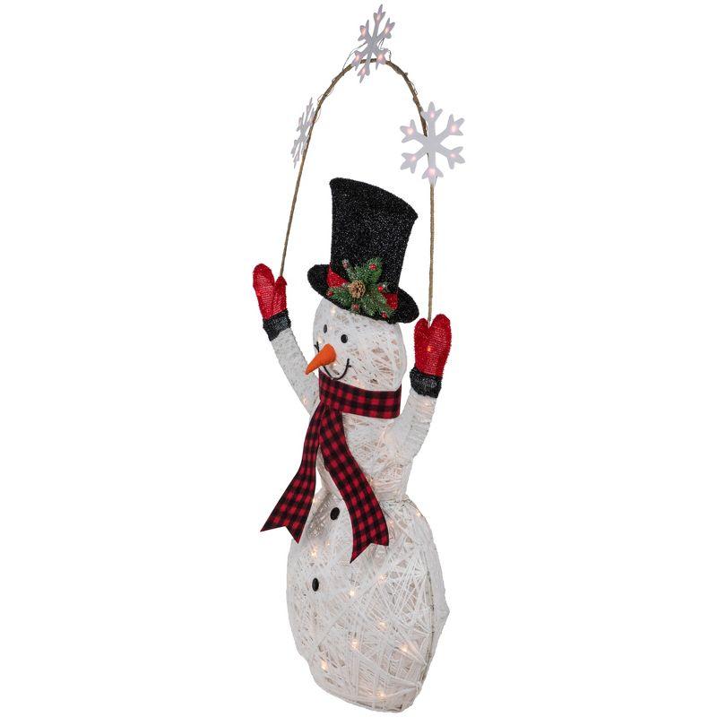 57" LED Lighted Snowman Holding Snowflakes Outdoor Christmas Decoration