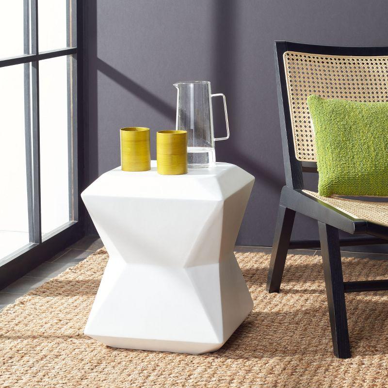 Conan Concrete Accent Stool - Indoor/Outdoor - VNN1030 - White - Safavieh