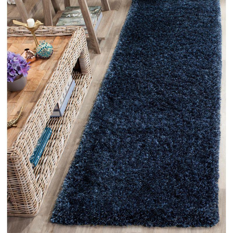 Toronto Navy Hand-Tufted Shag Runner Rug 2'3" x 8'